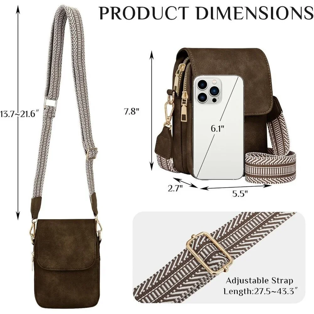 Small Crossbody Bag for Women RFID-Blocking Leather Travel Wallet